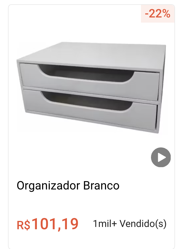 Organizador branco de gavetas