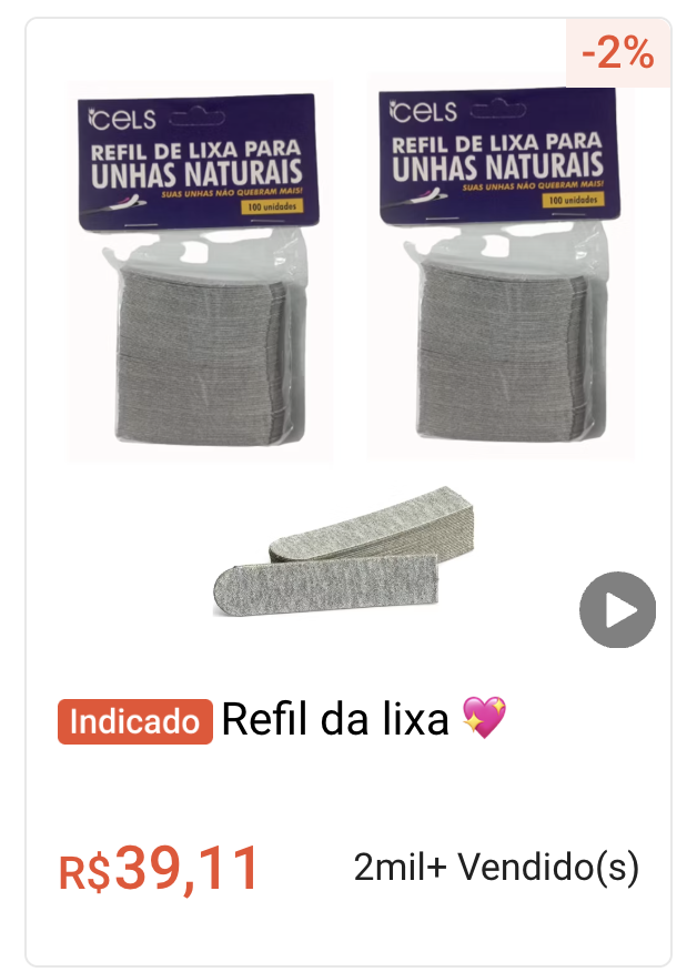 Refil de lixa para unhas naturais